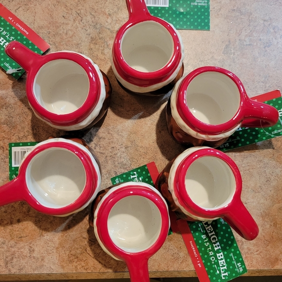 Mini Santa Mugs (6) ~ Sleigh Bell Bistro ~ Retro Look ~ Christmas ~ NWT - Picture 2 of 12